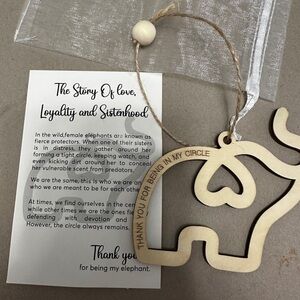 Sisterhood Gift. Elephant Circle Ornament with Heart Design
